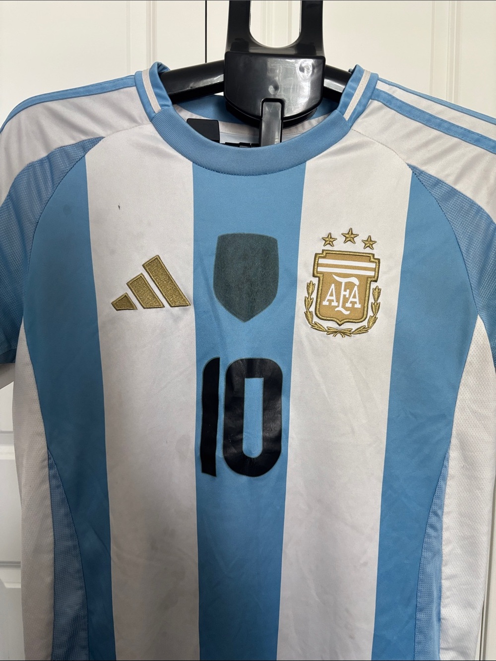adidas Argentina Home Soccer Jersey in Sky Blue & White with Gold Accents